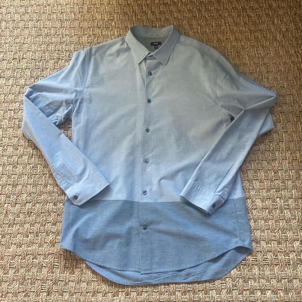 Vince color blocked chambray shirt in size large